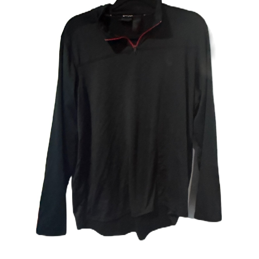 Black Long Sleeve Half Zip Shirt with Red Trim